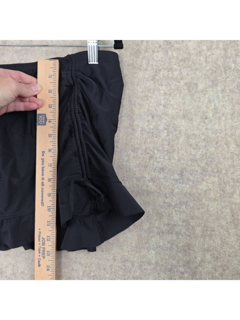 Black Womens Swim Skirt With Adjustable Drawstring Ruffle Hem Lined Size 14 - Picture 8 of 9